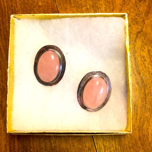 Vintage Rose Quartz Sterling Silver Earrings from the 1990’s! - Picture 1 of 15
